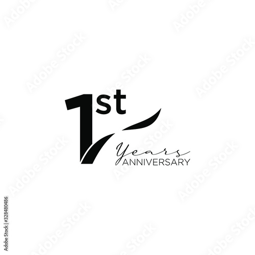 1st anniversary letter logo icon design with ribbon banner
