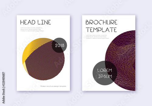 Trendy cover design template set. Gold abstract li