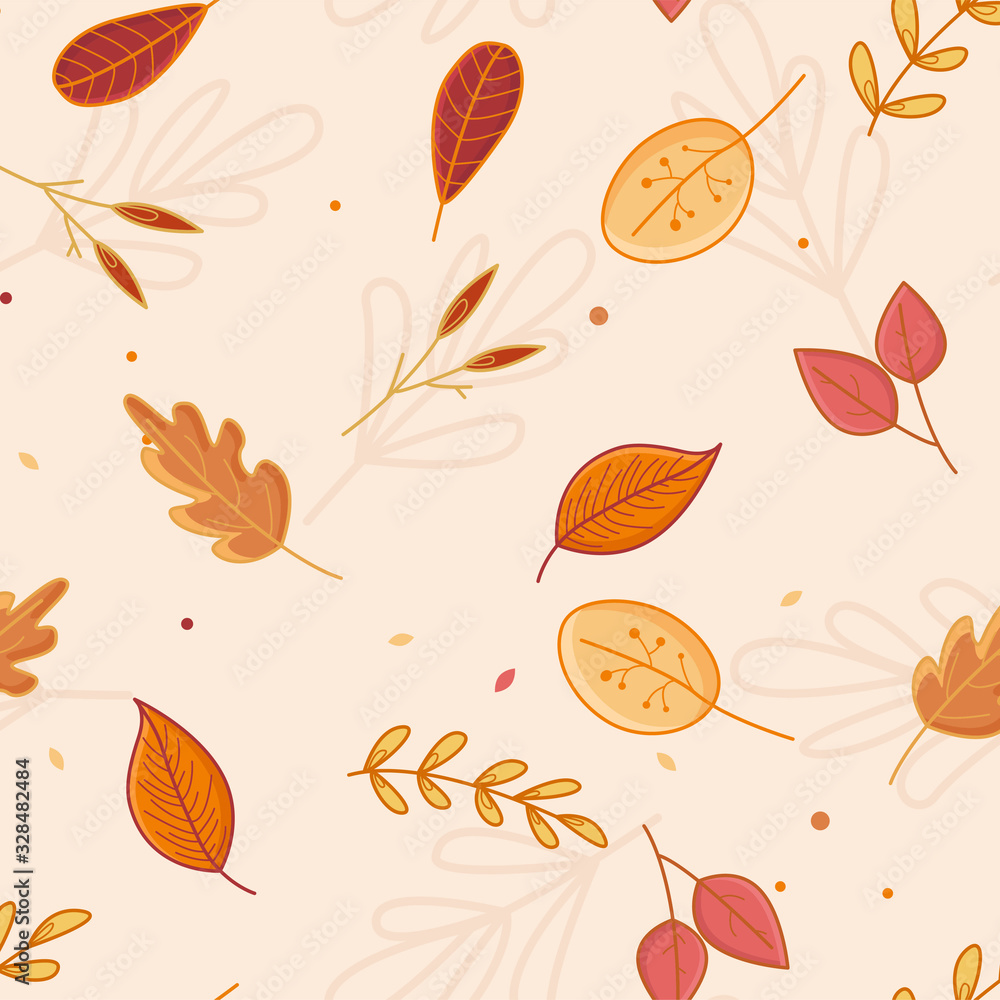 Autumn pattern with leaves on the background Autumn pattern with leaves on the background