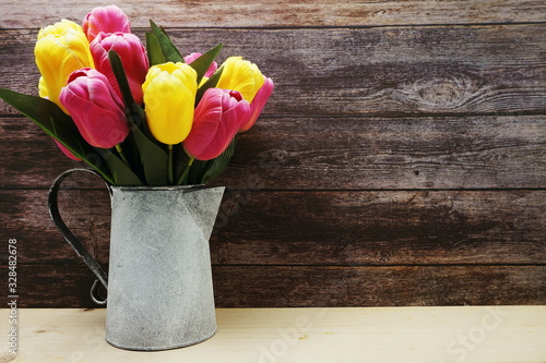 Tulip in Metal vase home decoration
