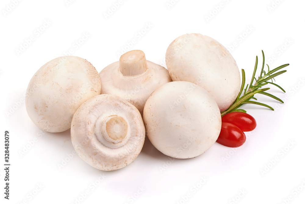 Fresh champignons, isolated on white background Fresh champignons, isolated on white background