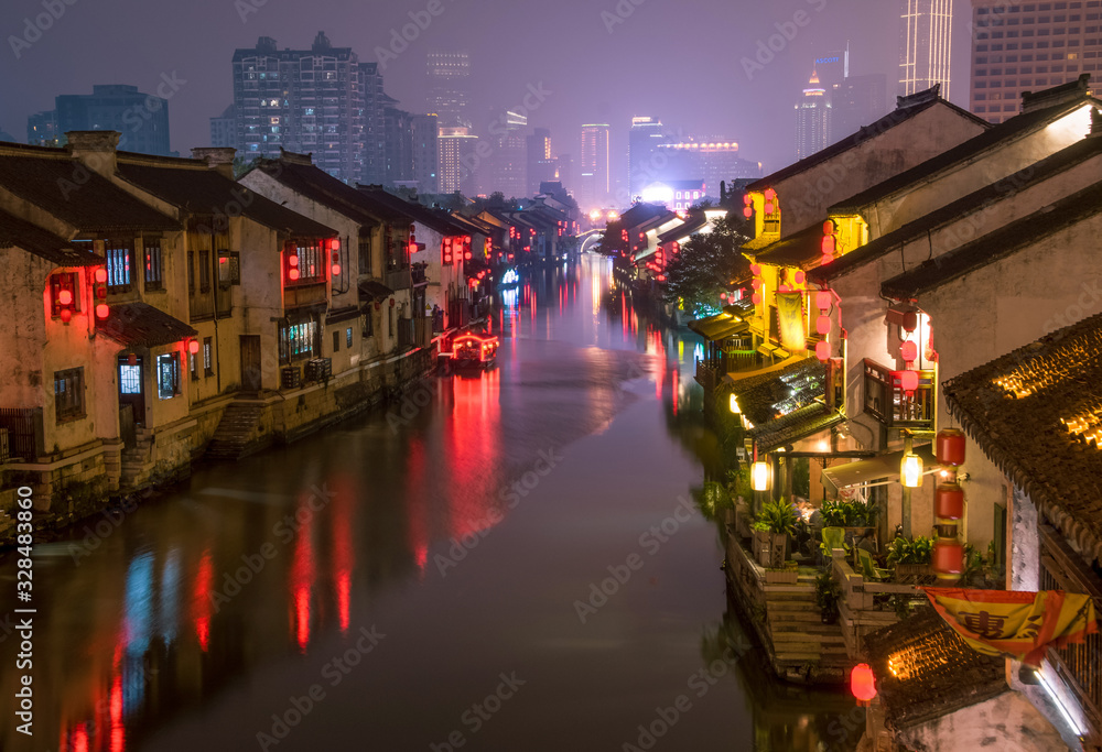 Night view of Jiangnan ancient town

