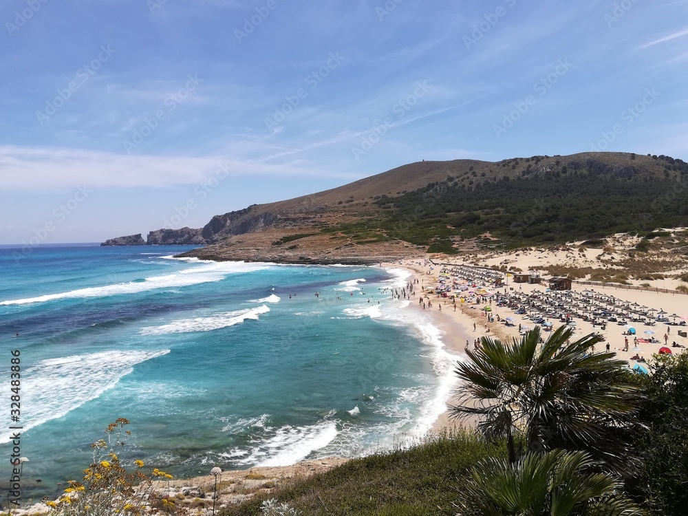 Panoramic view of paradise beach at Mallorca Island.