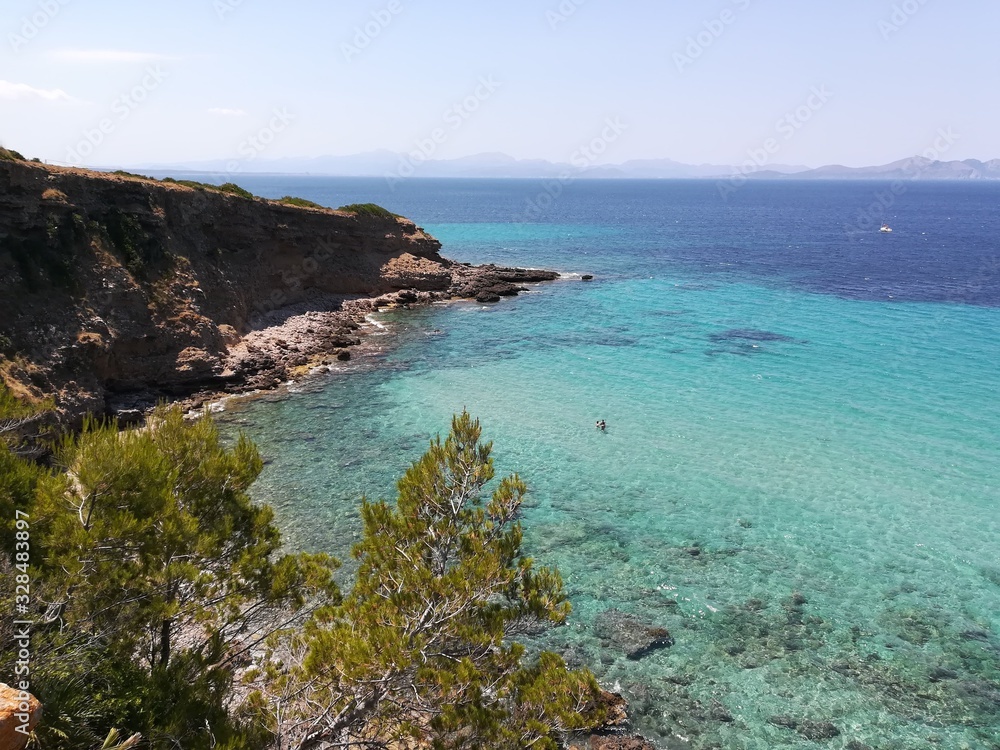 Paradise turquoise beach. Mediterranean sea. Mallorca Island.