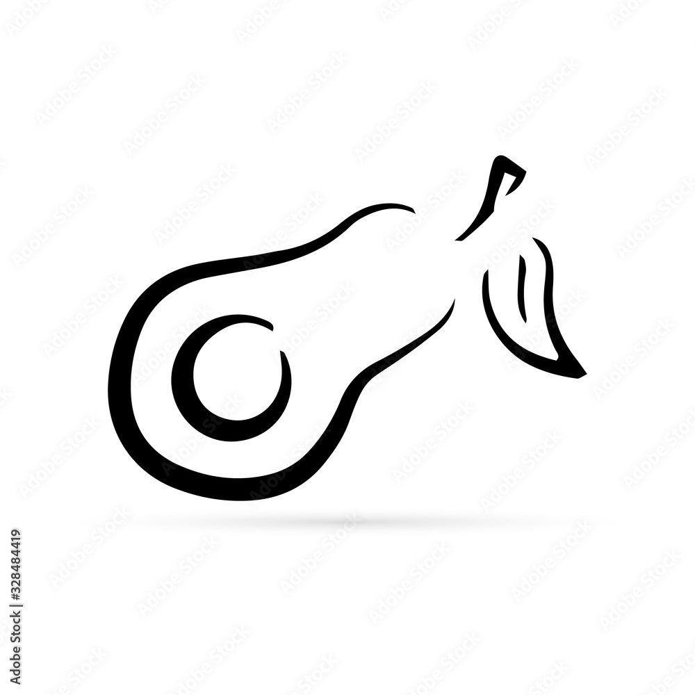 Outline avocado icon, doodle food. Kids hand drawing art line. Sketch vector stock illustration Outline avocado icon, doodle food. Kids hand drawing art line. Sketch vector stock illustration