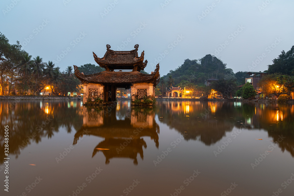 Floating temple in Thay Pagoda or Chua Thay, one of the oldest Buddhist pagodas in Vietnam, in Quoc Oai district, Hanoi Floating temple in Thay Pagoda or Chua Thay, one of the oldest Buddhist pagodas in Vietnam, in Quoc Oai district, Hanoi