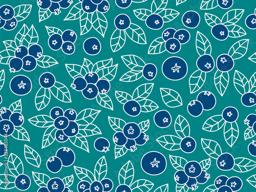 Seamless Pattern with delicious, abstract blueberries