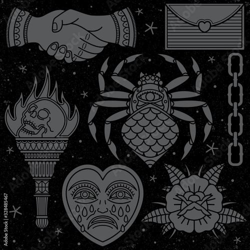 set a simple traditional tattoo