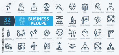 Business People Icons Pack. Thin line icons set. Flaticon collection set. Simple vector icons