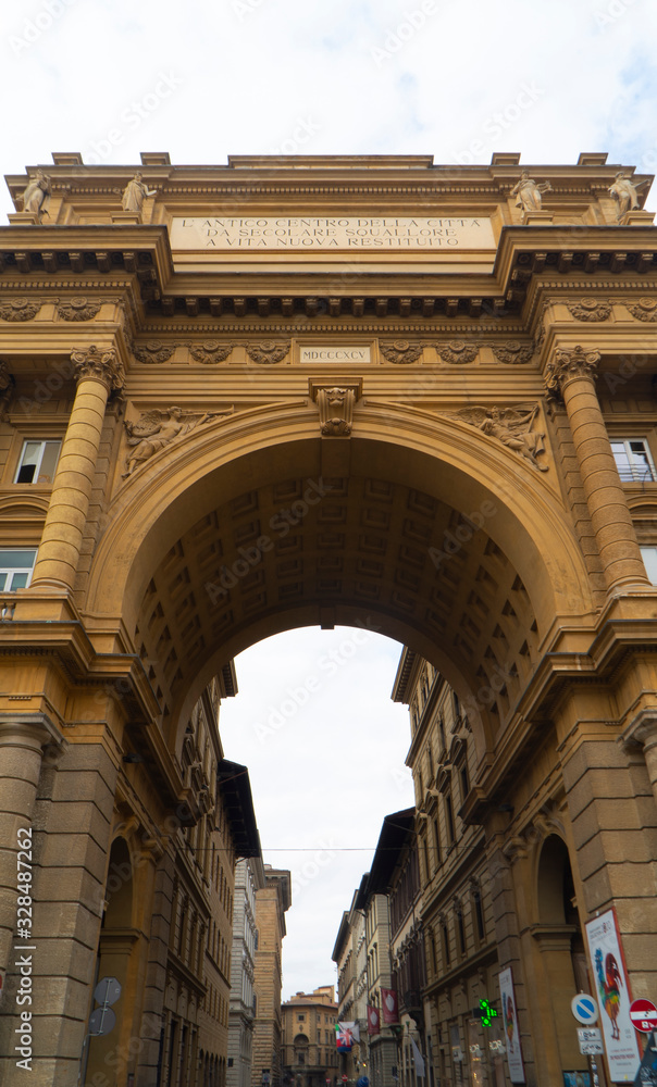 details of the piazza della reppublica in florence italy