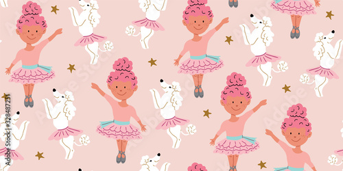 poodle dogs in ballet skirts, ballerina pattern