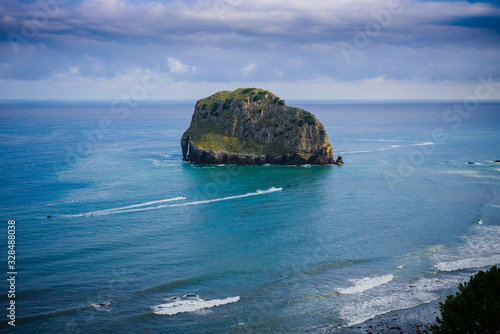 Huge cliffs near the island of Gastelugache. Basque country. Northern spain