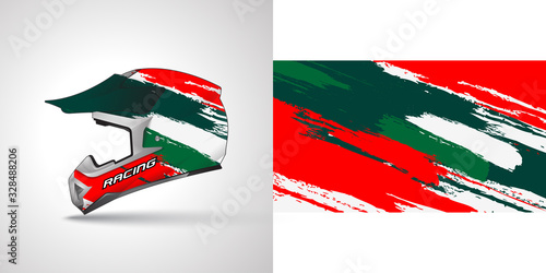 Racing helmet wrap decal and vinyl sticker design illustration.