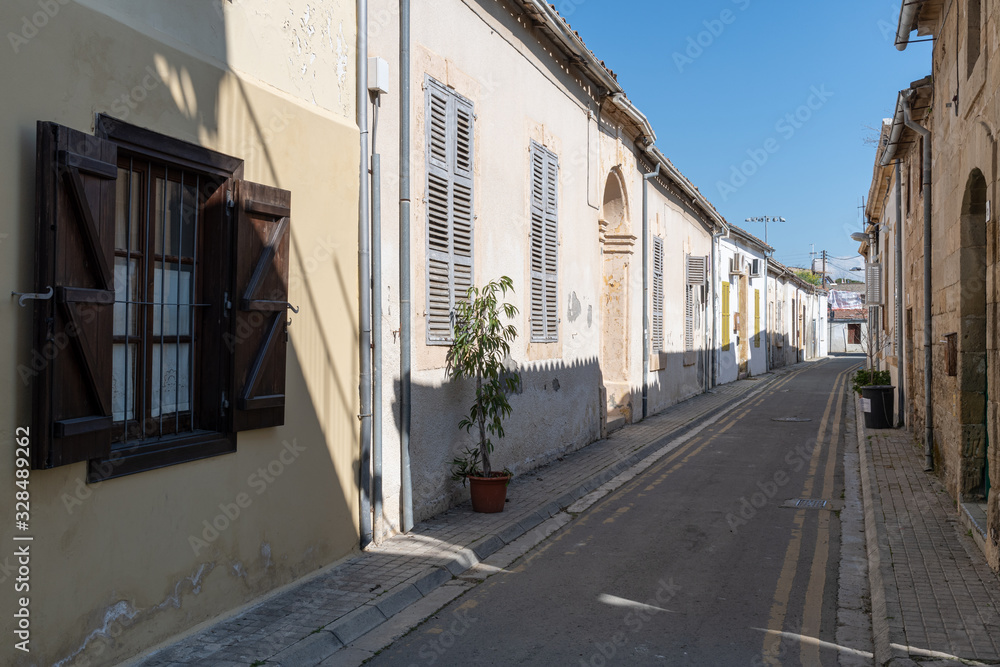 Street with old houses in NIcosia, Republic of Cyprus