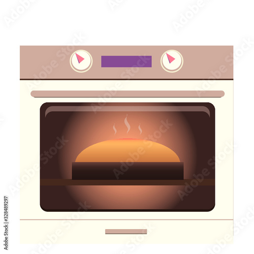 Cake in the oven vector illustration
