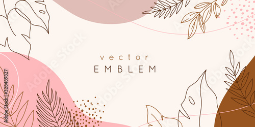 Vector design templates in simple modern style with copy space for text, flowers and leaves - wedding invitation backgrounds and frames, social media stories wallpapers photo