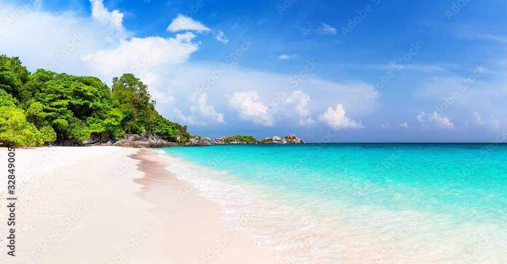 Fototapeta premium Panorama of travel summer holiday background concept.