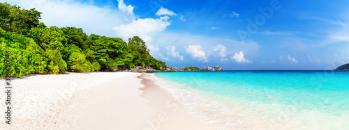 Panorama of travel summer holiday background concept.