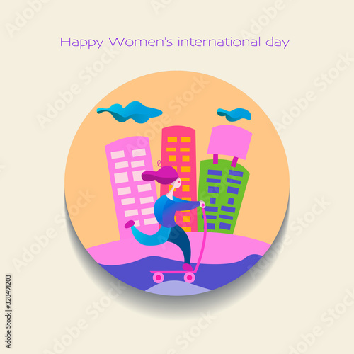Colorida ilustración del día Internacional de la mujer. Vector Eps.