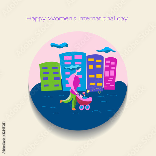 Colorida ilustración del día Internacional de la mujer. Vector Eps.