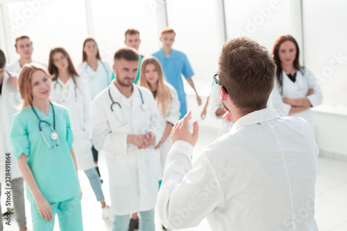 group of medical professionals standing together. concept of health