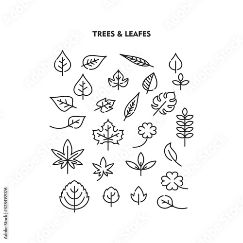 Set Of Leaf icon  Leaf sign symbol vector