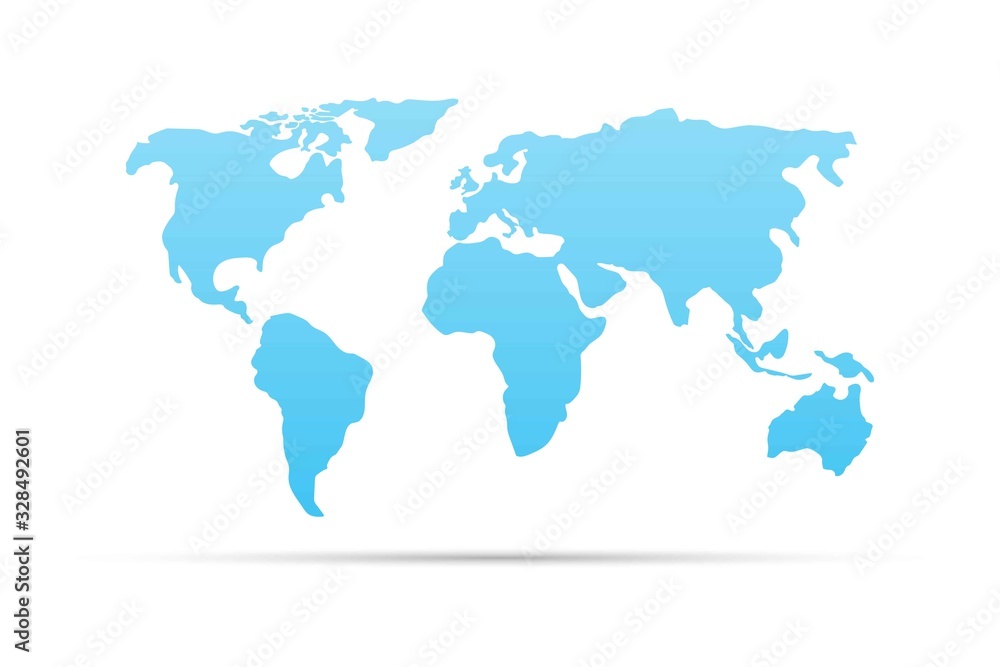 Earth blue map with shadow vector illustration