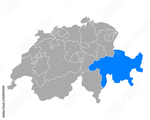 Karte von Graubünden in Schweiz