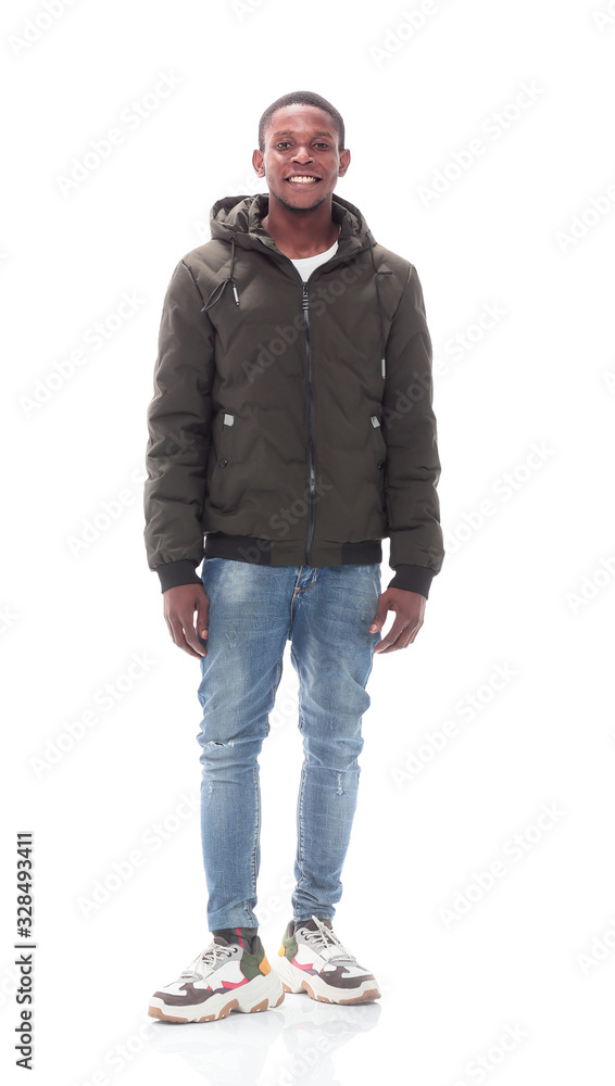casual guy in jeans and autumn jacket . isolated on white casual guy in jeans and autumn jacket . isolated on white