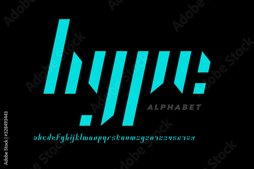 Modern font design, lowercase alphabet letters and numbers
