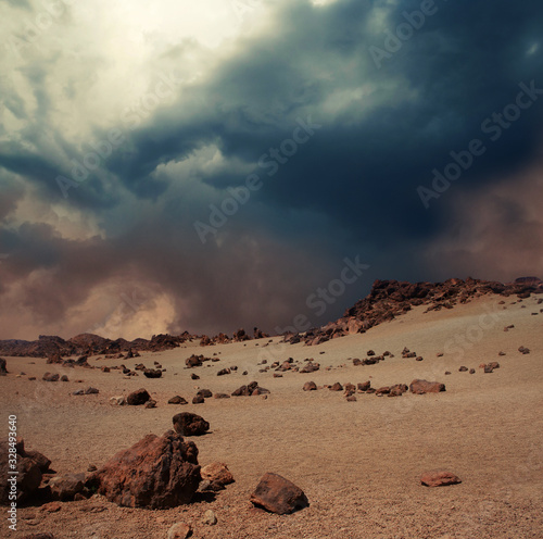 Dust storm approaching on Planet Mars