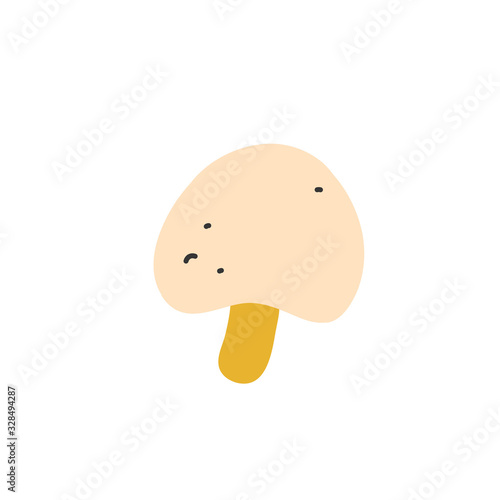 Mushrum icon, hand drawn isolated vector illustration of raw mushroom vegetable, vector art isolated on white background photo