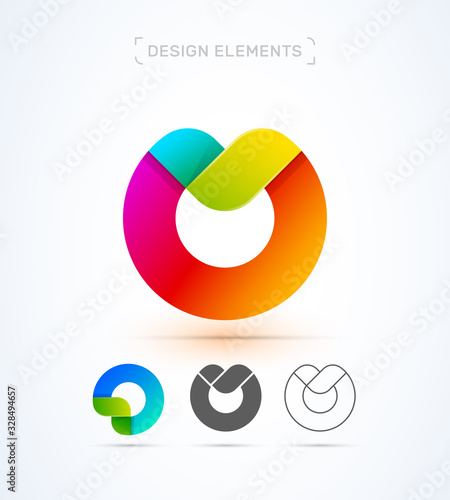 Vector abstract letter M, O logo template. Application icon. Twisted ribbon