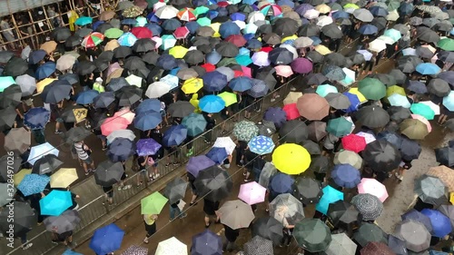 open the umbrellas protesters go to causeway bay to the rally photo