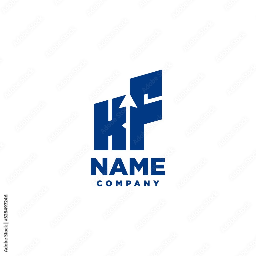KF monogram logo with a negative space style arrow up design template KF monogram logo with a negative space style arrow up design template