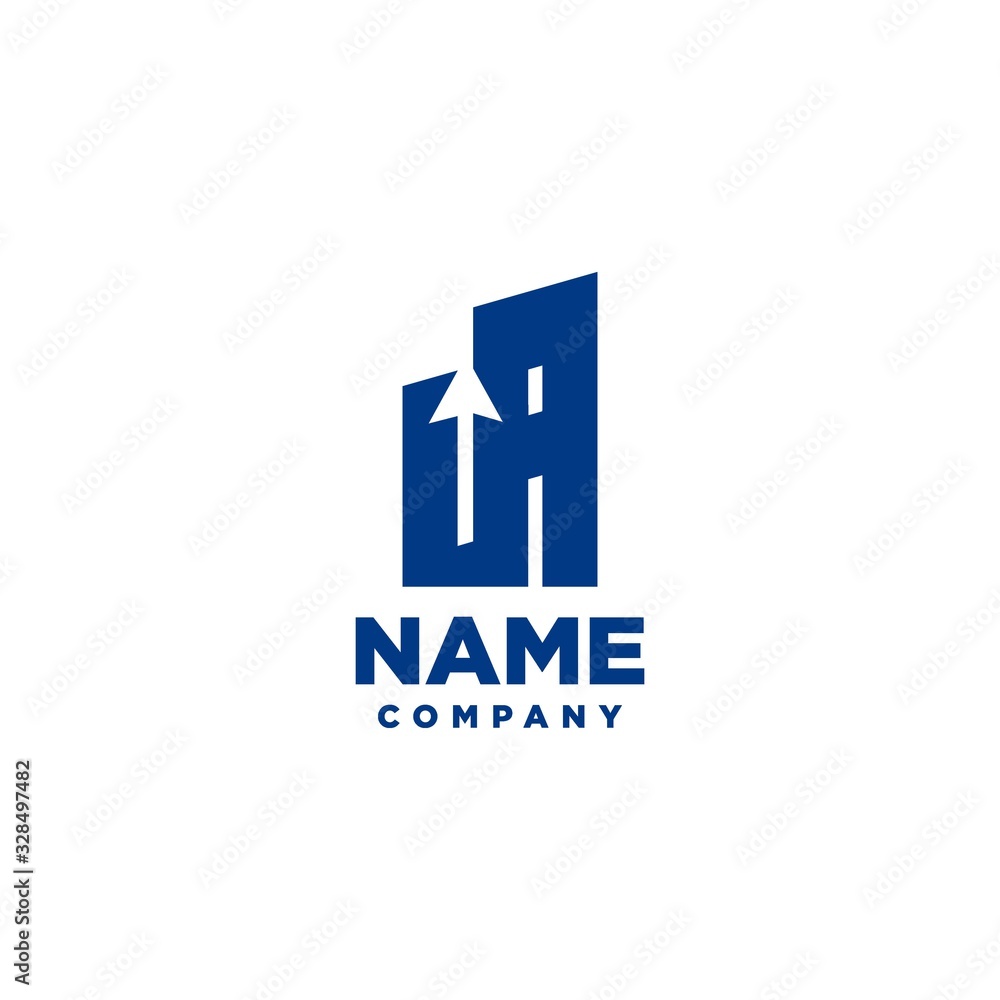 LA monogram logo with a negative space style arrow up design template LA monogram logo with a negative space style arrow up design template