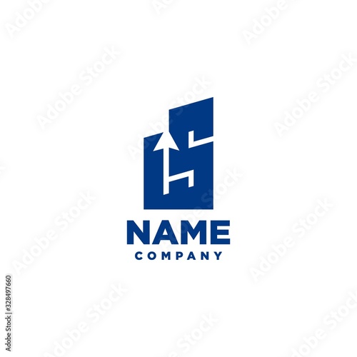 LS monogram logo with a negative space style arrow up design template