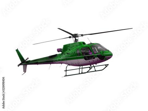 Green helicopter isolated on white