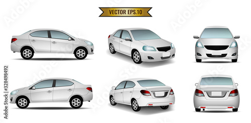 Car white isolate on the background. Ready to apply to your design. Vector illustration.