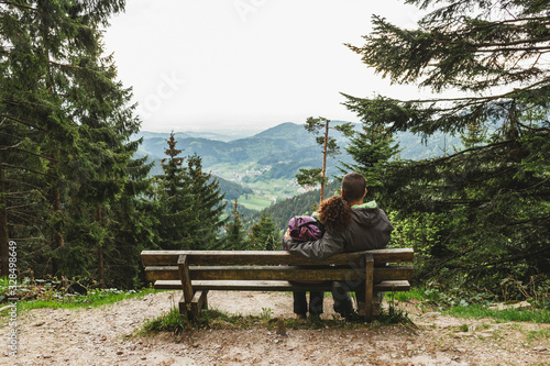 Romantic couple looking at the landscape. Black Forest, Germany Schwarzwald