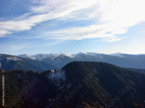 Aerial view of winter on the mountain