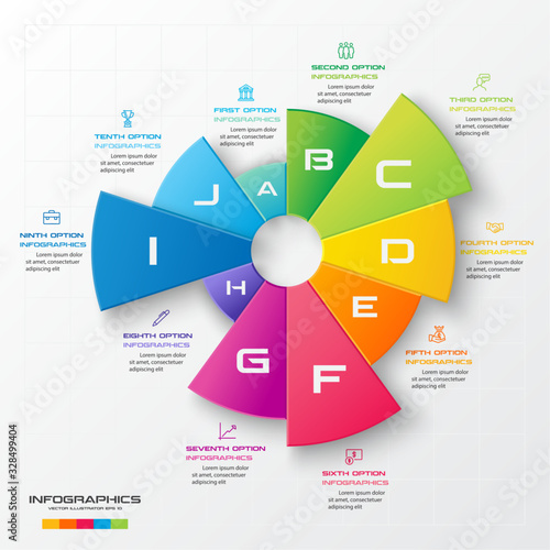 Infographic template,Business concept with 10 options,Vector illustration.
