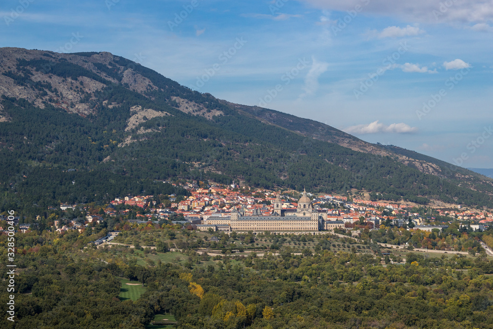 Views of the town of San Lorenzo del Escorial and its famous monastery, located in the city of Madrid and surrounded by the natural environment of the Sierra de Guadarrama