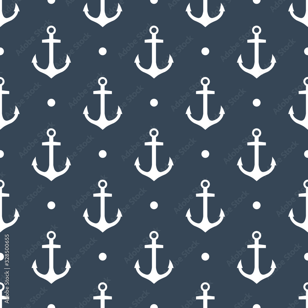 Vector seamless pattern with anchors Vector seamless pattern with anchors