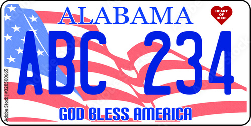 vehicle licence plates marking in Alambama in United States of America