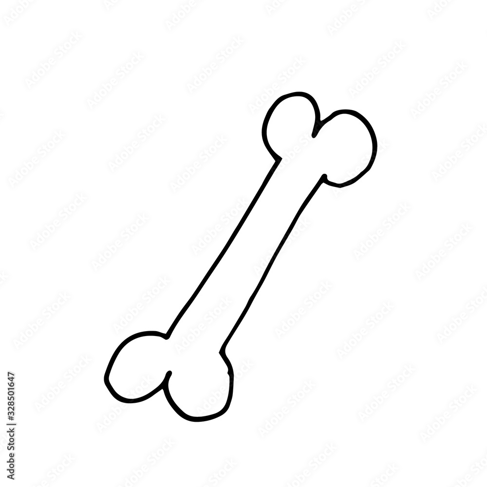 Bone as a delicious gift for dog. Playing element for puppies. Vector hand drawn simple doodle illustration Bone as a delicious gift for dog. Playing element for puppies. Vector hand drawn simple doodle illustration