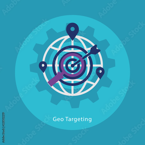 Vector illustration of geo targeting flat design concept.