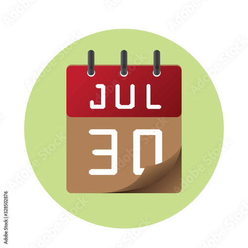 July 30, icon illustration isolated sign symbol, Appointment date, Sale promotion. photo