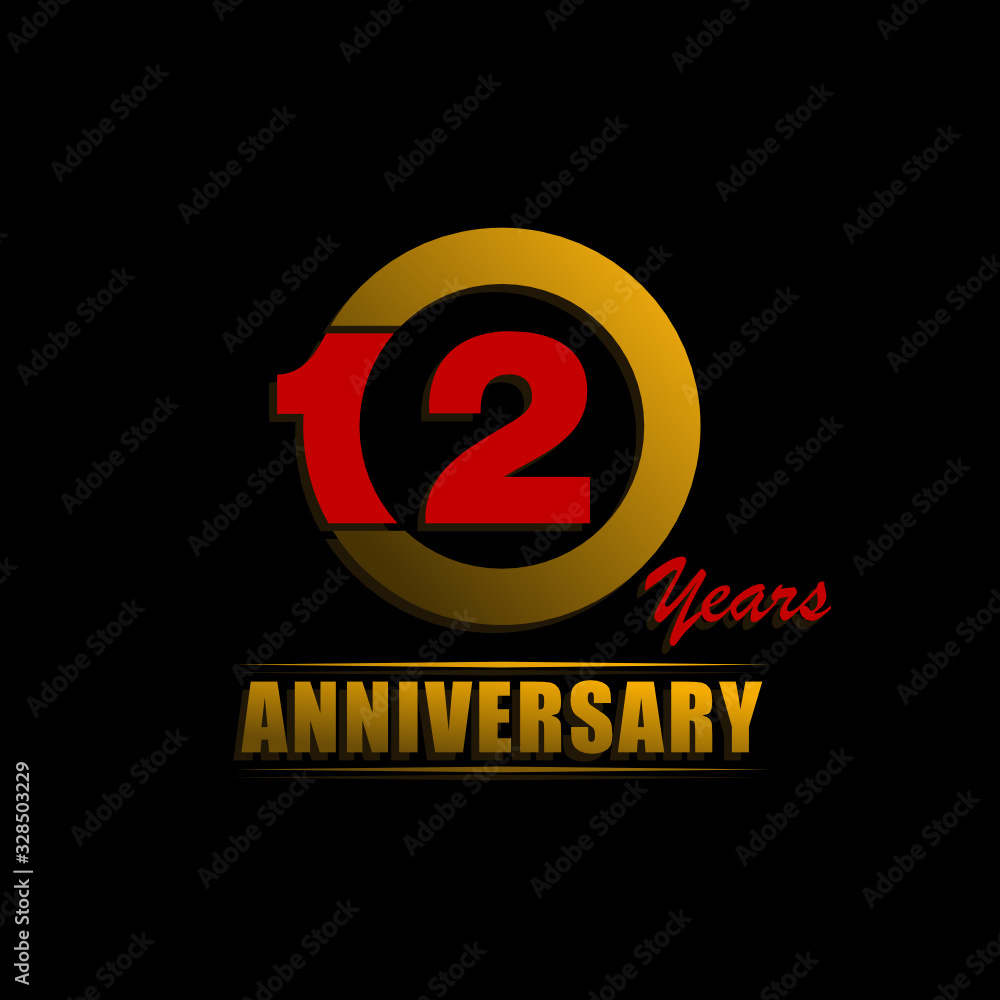 Obraz premium 12 Years Anniversary Logo Template with ribbon