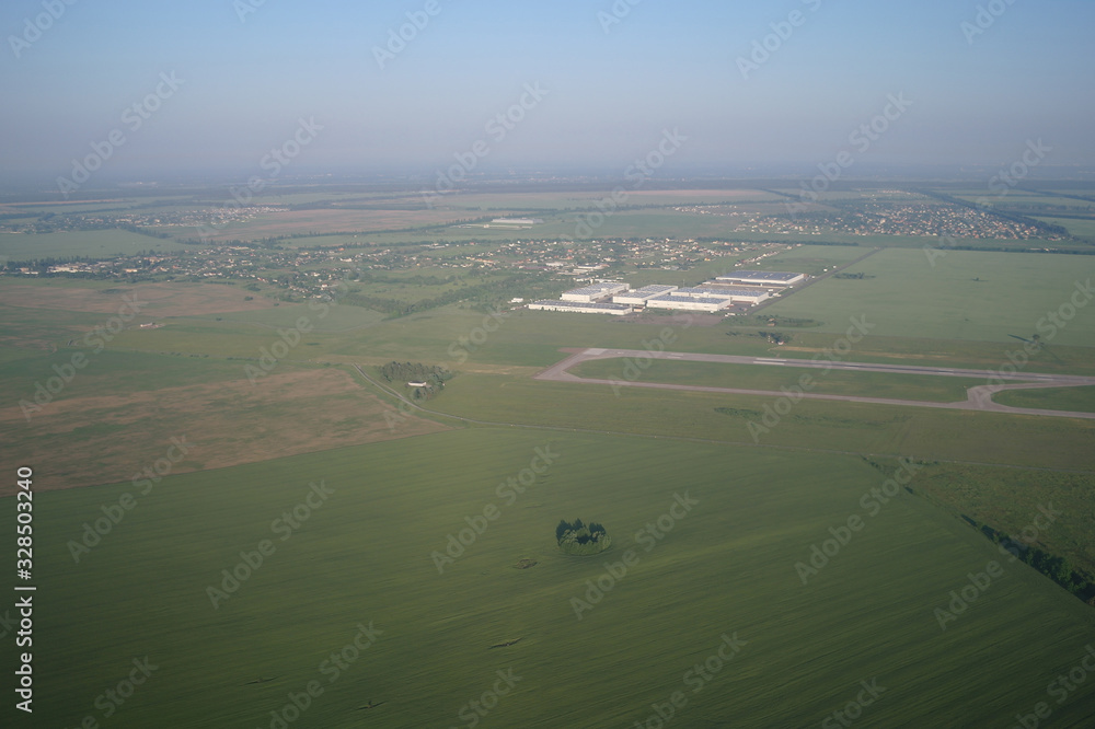 aerial view over the agricultural plant